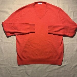 Malo Men's V-Neck Sweater in Bold Coral Sz XL Cashmere retail over $500.00